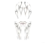 Stickers Moto Flamme Argent Mat pour réservoir d'essence et garde-boue Installation sans bulle et sans outil