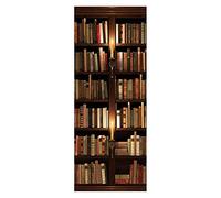 Stickers Mural 3D Trompe l'oeil Auto-adhésif Vinyle Affiche De Porte Pour Chambre Salle De Bain Papier Peint Art Décor 73x205 cm Bibliothèque