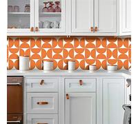 Stickers Muraux 20x20cm Couleur Orange Stickers Carrelage Auto-Adhésif, Autocollant Carreau de Cristal Effet Brique, Imperméable Stickers Carrelage Mural pour Cuisine Chambre（12pcs）