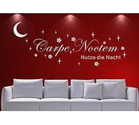 Stickers muraux 30 couleurs au choix disant CARPE NOCTEM NUTZE DIE NACHT arrière wzt05(010 blanc, set2:ca.100x26cm )
