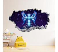 Stickers Muraux 3D Ailes Croisées Décoration De La Maison Amovible De Tatouage Mural L'Espace Extra-Atmosphérique Décalcomanies Art Pour Bébé Pépinière Fille Garçon Enfants Chambre 67x45cm