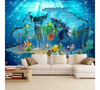 Stickers Muraux 3D Décalcomanies Monde Sous-Marin Océan Dauphin Poisson Fond Chambre Autocollant Mural Décalcomanie Décor À La Maison Art Mural Papier Peint Peler Et 300 (largeur) x 210 (hauteur) cm