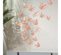 Stickers muraux 3D double couche papillon pailleté avec reflet nacré et design ethnique traditionnel pour décoration intérieure (B)