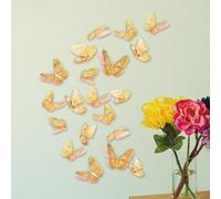 Stickers muraux 3D double couche papillon pailleté avec reflet nacré et design ethnique traditionnel pour décoration intérieure (D)