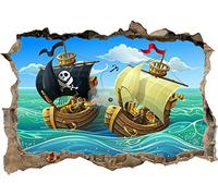Stickers muraux - 3D murale - Pirates océan bateau bateau pépinière enfants sticker mural autocollant affiche vinyle - affiche vinyle - 60 x 90 cm
