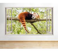 Stickers muraux 3D panda rouge arbre mignon animaux fenêtre sticker mural 3D Art autocollants vinyle chambre Art affiche 60x90 cm