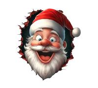 Stickers Muraux 3D Père Noël Défonçant Mur, 35x40cm Stickers Muraux Noël Créatifs, Autocollants Et Repositionnables, Décorations Hivernales Et Festives Pour Maison