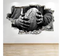 Stickers Muraux 3D PVC Autocollant Mural Rugby Sportif - Autocollant En Vinyle Auto-Adhésif Wall Art Multi Taille - poster Tableaux muraux Déco 60x90cm