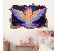 Stickers Muraux 3D Smashed Murales Ailes Arc-En-Ciel Autocollants De Sol En Vinyle Imperméables Amovibles Art Flamme Pour Chambre Salon Bureau Pépinière Décoration Murale
