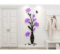 Stickers Muraux 3D Vase Autocollants Fleurs Miroir DIY Carthame Art Sticker Mural Romantique Famille Décoration Mur Autocollant Fond Chambre Décoration Chambre Murale