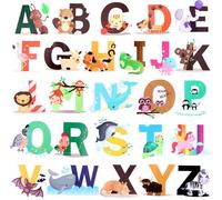 Stickers Muraux Alphabet Anglais ABC,Stickers chambre,Stickers muraux animaux,Chambre Enfants Bébé Garderie Salon Décoration Murale