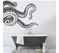 Stickers muraux Art nautique poulpe tentacule décoration de la maison chambre salle de bain décalcomanies Animal marin, noir, 71x56 cm