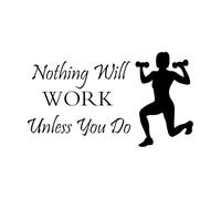 Stickers muraux artistiques Citations sur le sport : si vous ne faites pas d'exercice sain et que vous ne vous entraînez pas dans un centre de remise en forme, rien ne fonctionnera. 30x52.2cm Noir