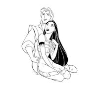Stickers muraux artistiques Prince Princesse Enfants 34x45.3cm Étanche Noir