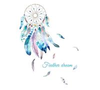 Stickers Muraux Attrape Rêves, Autocollant Mural Plume, Aquarelle Stickers Muraux Enfants, pour Salon Chambre Bébé Fille Pépinière Enfant