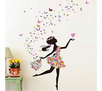 Stickers Muraux Autocollants Chauds Autocollants Romantique Belle Fille Papillon Fée Danse Fille 172 * 130 Cm