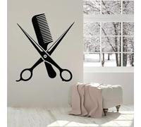 Stickers muraux avec images d'un barbier, coiffeur, salon de beauté, ciseaux et peignes, peintures murales, décorations murales et décalcomanies.