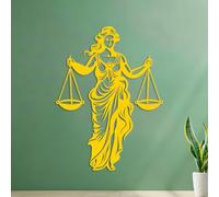 Stickers muraux Balance, souveraineté, dame de la justice, logo, équité éthique, dame de la justice emblématique 42x56.7cm Personnalisation Jaune