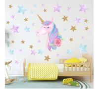 Stickers muraux - BIGILANTUH - Licorne princesse - Auto-adhésifs - Dimensions 9-40 cm - Pour chambre enfant