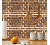 Stickers Muraux Carrelage Adhésif 3D, Sticker Carreaux, Stickers Autocollant Carrelage Cuisine Salle de Bain Tuile Auto-Adhésif Impermeable Muraux Décorative 30 x 15cm x 48pcs Mur de Briques