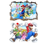 Stickers Muraux Cartoon, 2Pcs Super Brros Autocollants Muraux, 3D Cartoon Murales Décorations Sticker, Sticker Mural pour Chambre D'enfant Salon Décoration de la Maison 60x40cm