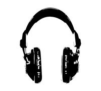 Stickers muraux Casque de musique Casque Rock Pop Studio Drôle 34x42cm Décoration artistique Noir