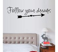Stickers Muraux Chambre Salon Art Sticker Murals Phrase Follow Your Dreams Lettre Auto-AdhéSif Amovible Autocollant (60cm x15cm)