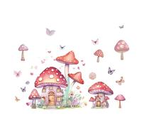 Stickers Muraux Champignon pour Petite Maison, Vinyle Amovible Autocollant Mural, Décoration Murale Chambre Enfants Bébé Pépinière