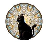 Stickers Muraux Chat,Sticker Mural Chat Noir, Décalcomanie murale ronde imperméable à l’eau, Autocollant chat et autocollant rond, 2X autocollants artistiques pour décoration de chambre d'enfant, salo