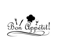 Stickers muraux Citation drôle de restaurant de cuisine Bon appétit 30x58.5cm Personnalisation personnalisée Noir