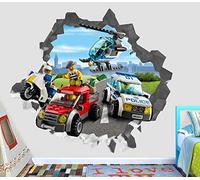 Stickers muraux City police smashing wall decal 3d sticker decoration vinyl
