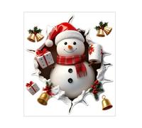 Stickers muraux créatifs de Noël, stickers de Noël amusants à casser, sticker amovibles Père Noëls/Bonhomme de neige/Renne, décorations de Noëls pour fenêtres, mur et réfrigérateur