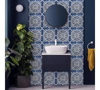 Stickers Muraux Cuisine 15x15 cm Motif Bleu Vintage Credence Adhesive pour Cuisine Vinyle Stickers Carrelage Décoration de Meubles Carrelage Adhesif Mural Salle de Bain (20 Pièces)