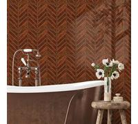 Stickers Muraux Cuisine 17x23 cm Géométrie Rouge Brun Vinyle Adhesif Imperméable Placard Mur Armoires Meubles Decoration Dalle PVC Adhesive Sol Stickers Salle de Bain 10 Pièces