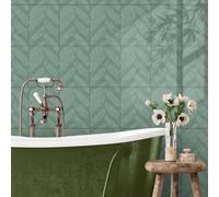 Stickers Muraux Cuisine 17x23 cm Géométrie Verte Élégante Vinyle Adhesif Imperméable Placard Mur Armoires Meubles Decoration Dalle PVC Adhesive Sol Stickers Salle de Bain 10 Pièces