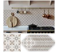 Stickers Muraux Cuisine 20x20cm Mandarin Beige Marron Credence Adhesive pour Cuisine Vinyle Stickers Carrelage Décoration de Meubles Carrelage Adhesif Mural Salle de Bain (48 Pièces)