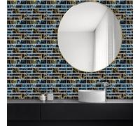 Stickers Muraux Cuisine 30x30 cm Noir Bleu Abstrait Credence Adhesive pour Cuisine Vinyle Stickers Carrelage Décoration de Meubles Carrelage Adhesif Mural Salle de Bain (2 Pièces)