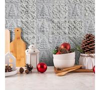 Stickers Muraux Cuisine Arbre De Noël Beige Vinyle Adhesif Imperméable Placard Mur Armoires Meubles Decoration Dalle PVC Adhesive Sol Stickers Salle de Bain 15x15 cm/24 Pièces