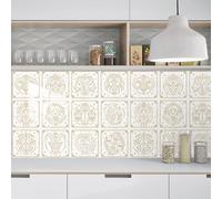 Stickers Muraux Cuisine Beige Douze Constellations Dalle PVC Adhesive Murale Imperméable Meuble Cheminée Entoure Carrelage Adhesif Sol Decoration Credence Adhesive pour Cuisine 20x20 cm/16 pièces
