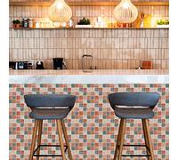 Stickers Muraux Cuisine Brique Rouge Mosaïque Credence Adhesive pour Cuisine Imperméable Armoires Meubles Decoration Dalle PVC Adhesive Murale Stickers Muraux Salle de Bain
