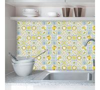 Stickers Muraux Cuisine Feuilles Jaunes De Citron Vinyle Adhesif Anti-eau et Anti-graisse Decoration Cuisine Dalle pvc Adhesive Sol Durable Stickers Salle de Bain 10x240 cm/ 1 rouleau