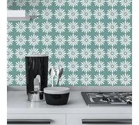 Stickers Muraux Cuisine Fleur Verte Vintage Dalle PVC Adhesive Murale Imperméable Meuble Cheminée Entoure Carrelage Adhesif Sol Decoration Credence Adhesive pour Cuisine 20x20 cm/10 pièces