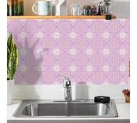Stickers Muraux Cuisine Fleurs Roses Violettes Dalle PVC Adhesive Murale Imperméable Meuble Cheminée Entoure Carrelage Adhesif Sol Decoration Credence Adhesive pour Cuisine 10x10 cm/10 pièces