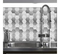 Stickers Muraux Cuisine Géométrie Rayures Grises Credence Adhesive pour Cuisine Imperméable Stickers Carrelage Meubles Décoration Carrelage Adhesif Mural Salle de Bain 15x15cm (25 Pièces)