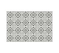 Stickers Muraux Cuisine Noir Beige Floral Dalle PVC Adhesive Murale Imperméable Meuble Cheminée Entoure Carrelage Adhesif Sol Decoration Credence Adhesive pour Cuisine 10x10 cm/24 pièces