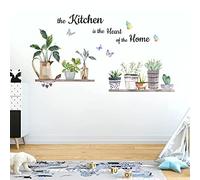 Stickers Muraux Cuisine Plantes Autocollant Mural Papillon Sticker Mural Proverbe Feuille Verte Décoration Murale Restaurant Chambre D'enfant