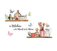 Stickers Muraux Cuisine Proverbe Autocollants Mural Ustensiles de Cuisine Papillon Décoration Murale Frigo Cuisine Salle à Manger