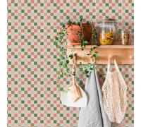 Stickers Muraux Cuisine Rose Brun Vert Stickers Cuisine Dalle pvc Adhesive Murale Credence Adhesive pour Cuisine Autocollant Cuisine Carrelage Adhesif Mural Salle de Bain 15x15cm/30 Pcs