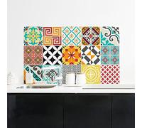 Stickers muraux Cuisine - Sticker Mural - Carreaux de Ciment adhésif Mural - Stickers Muraux azulejos - Sticker Carrelage adhesif Mural Salle de Bain 10 x 10 cm - 15 pièces Carreau de Ciment adhesif