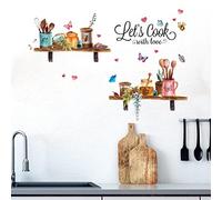 Stickers Muraux Cuisine,Stickers Cuisine,Avec Texte, Papillon,Autocollants Mural Ustensiles de Cuisine pour Décoration Murale Salle à Manger Salon Frigo Restaurant